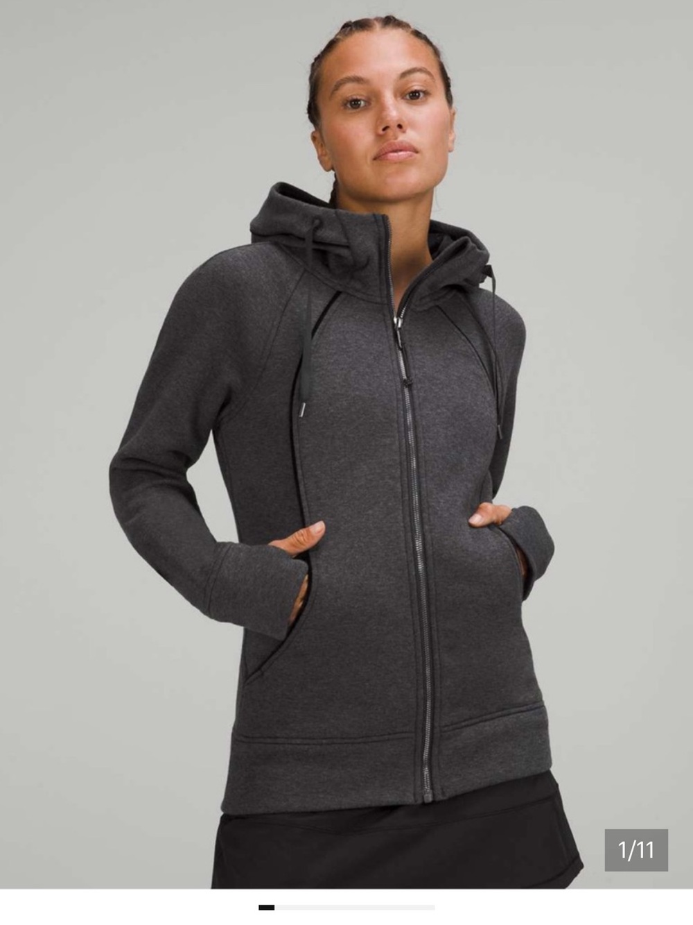 LULULEMON Scuba Full Zip Hoodie Plush in Heathered Black